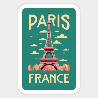A Vintage Travel Art of the Eiffel Tower in Paris - France Sticker